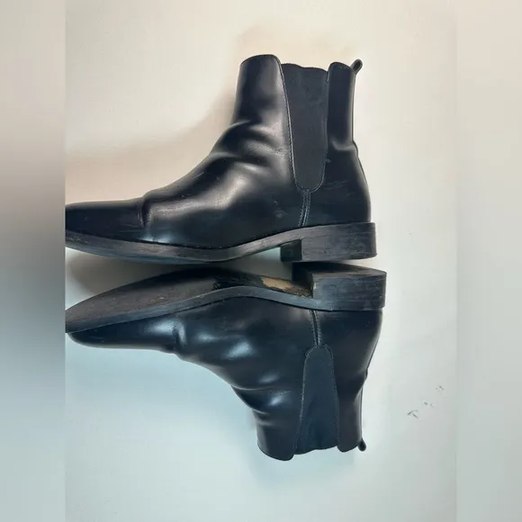 Sezane Souliere Woody Black Leather Studded Classic Chelsea Boots Women’s 38