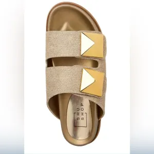 ShuShop Bernarda Pyramid Gold Woven Women’s Slide Sandals