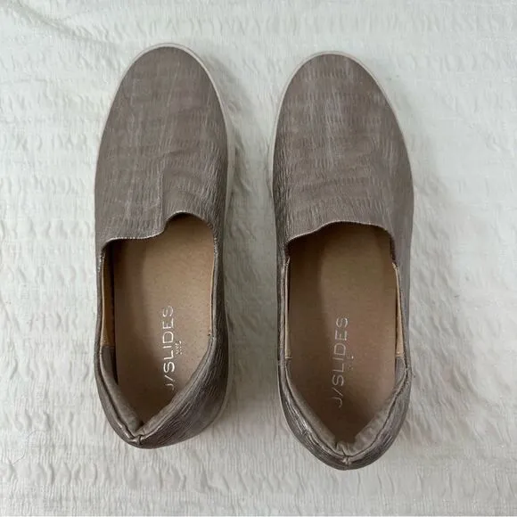 Silver J-Slides Slip-on Shoes- Size 8