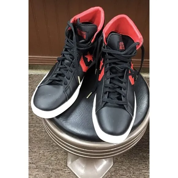 Size 10 MENS or 11.5 WMNS- Converse Pro Leather High Tops Red And Black