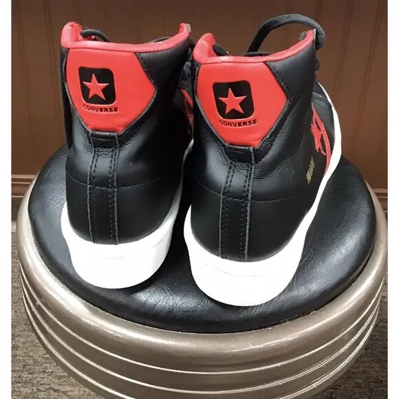Size 10 MENS or 11.5 WMNS- Converse Pro Leather High Tops Red And Black