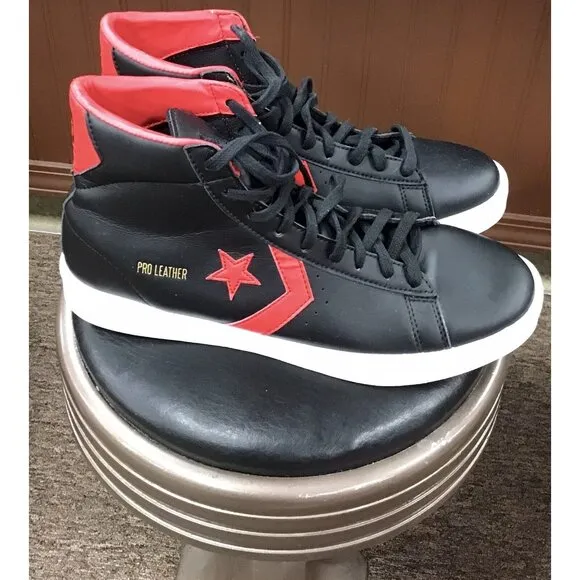 Size 10 MENS or 11.5 WMNS- Converse Pro Leather High Tops Red And Black