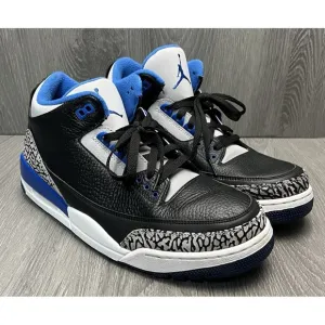 Size 12 Nike Air Jordan 3 Retro Sport Blue Black Royal White 136064-007
