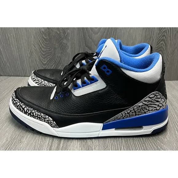 Size 12 Nike Air Jordan 3 Retro Sport Blue Black Royal White 136064-007