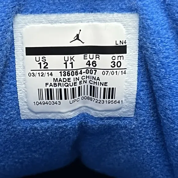 Size 12 Nike Air Jordan 3 Retro Sport Blue Black Royal White 136064-007