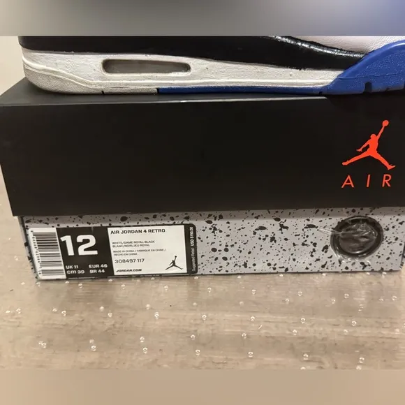 Size 12-Nike Air Jordan 4 Retro White and Blue Motorsport 2017 Sneakers