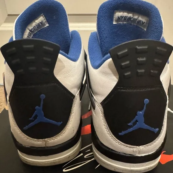 Size 12-Nike Air Jordan 4 Retro White and Blue Motorsport 2017 Sneakers