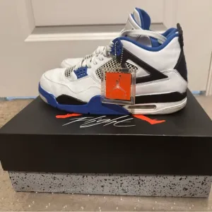 Size 12-Nike Air Jordan 4 Retro White and Blue Motorsport 2017 Sneakers
