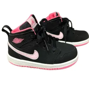 Size 6c Nike Jordan's Mid 1 Black Pink sneakers