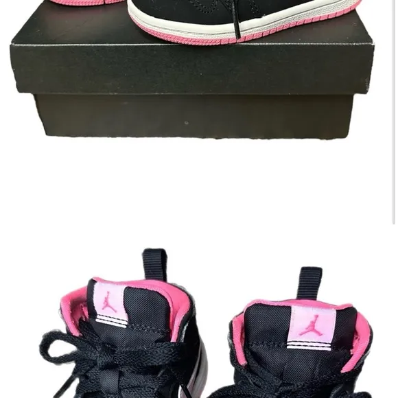 Size 6c Nike Jordan's Mid 1 Black Pink sneakers