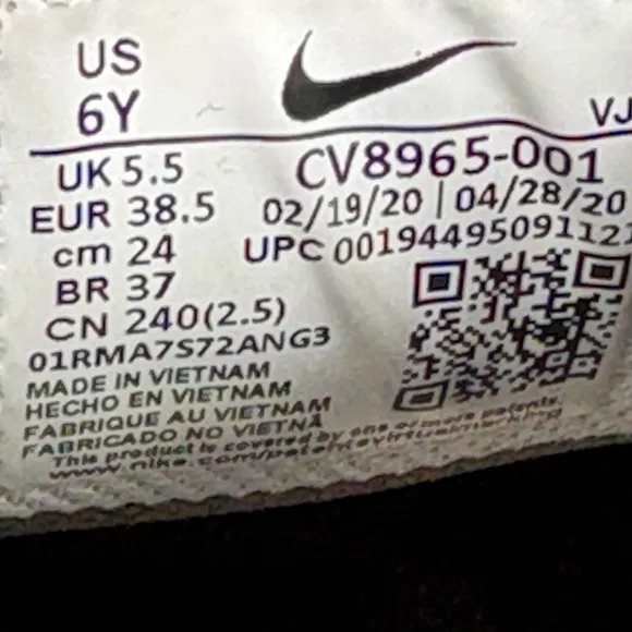 Size 6Y/7.5Women - Nike React Vision Iron Grey shoes