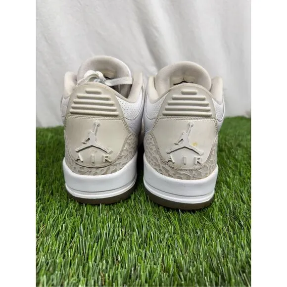 Size 9 Air Jordan 3 Shoes Mens Retro Triple White Pure Money Sneakers 136064-111