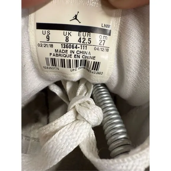Size 9 Air Jordan 3 Shoes Mens Retro Triple White Pure Money Sneakers 136064-111