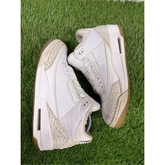 Size 9 Air Jordan 3 Shoes Mens Retro Triple White Pure Money Sneakers 136064-111