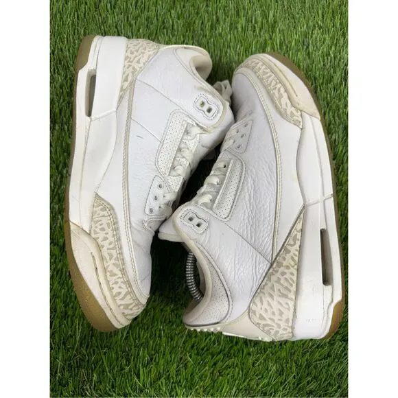 Size 9 Air Jordan 3 Shoes Mens Retro Triple White Pure Money Sneakers 136064-111