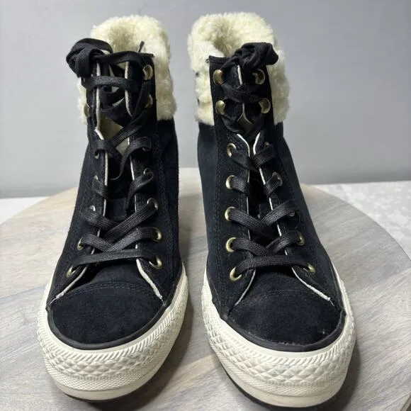 Size 9 - Converse Chuck Taylor All Star Platform Plus Collar High Black Natural