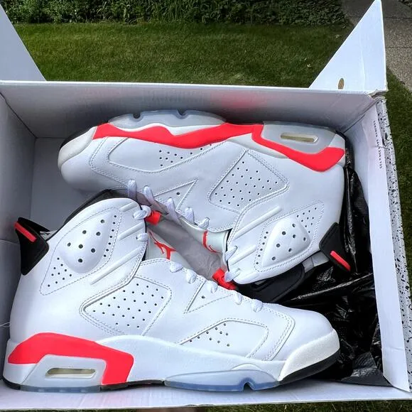 Size 9.5 - Nike Air Jordan 6 Retro White Infrared 2014 Men's Shoes - Ships Now