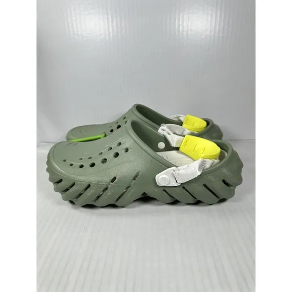 Size 9M/11W CROCS Echo Clog Moss Green Vert Mousse 207937-308 Slip On Shoes NEW