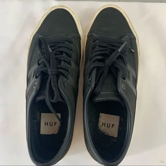 Skater Shoes HUF Black Leather Lace Up Skate Shoe Sneaker 7.5