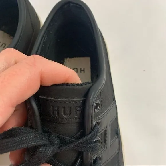 Skater Shoes HUF Black Leather Lace Up Skate Shoe Sneaker 7.5