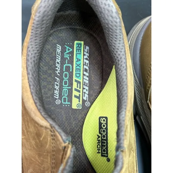 Skechers Mens Relaxed Fit Goodyear Brown Slip-On Shoes Size 14