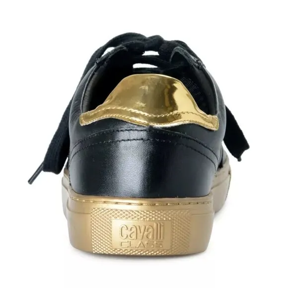 Sneakers Shoes Cavalli Class Men's Black Leather Fashion Size 8, 10