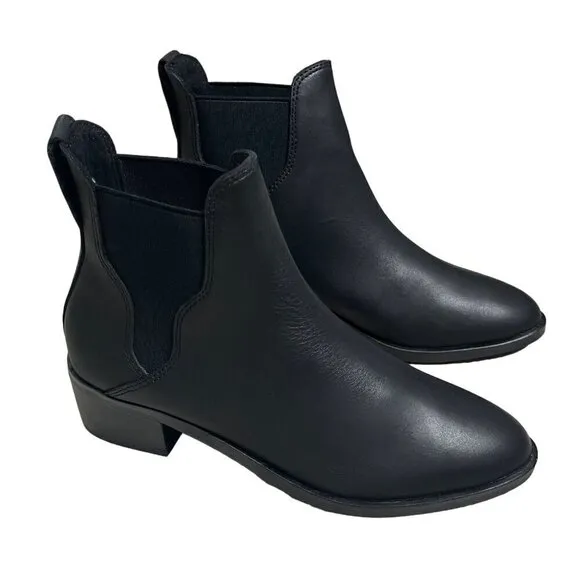 Soludos Marfa Black Leather Chelsea Ankle Bootie Size 5 NWOB
