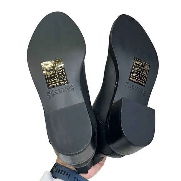 Soludos Marfa Black Leather Chelsea Ankle Bootie Size 5 NWOB