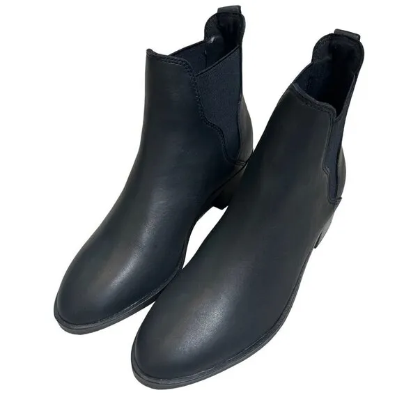 Soludos Marfa Black Leather Chelsea Ankle Bootie Size 5 NWOB