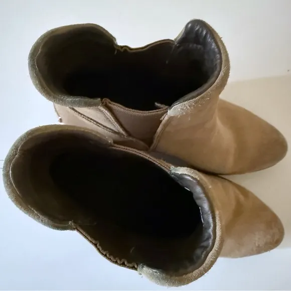 Sorel After Hours Chelsea Wedge Ankle Boots Tan Beige Suede Sz 7