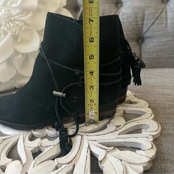 Sorel Black Suede Leather Ankle Boots Women’s 8.5