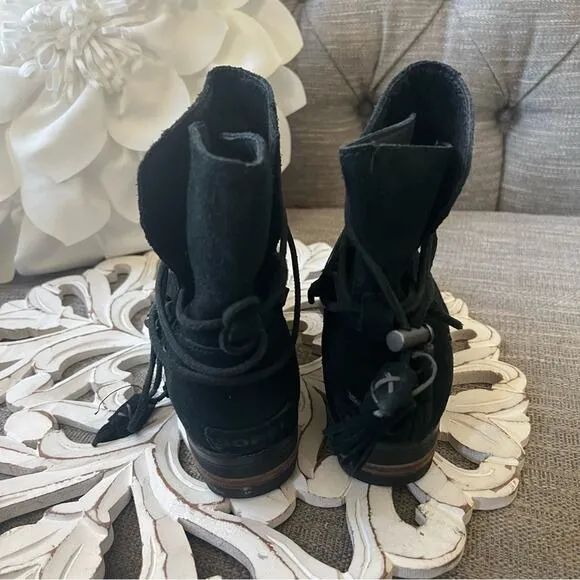 Sorel Black Suede Leather Ankle Boots Women’s 8.5