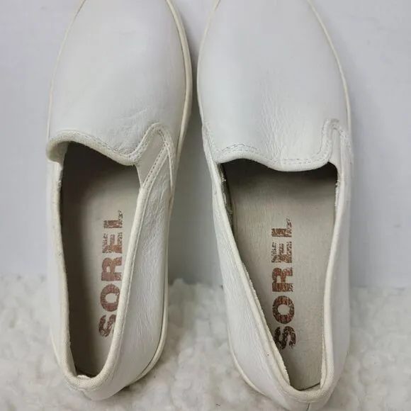 Sorel Campsneak Womens Size 8.5 Slip on Shoes White Leather