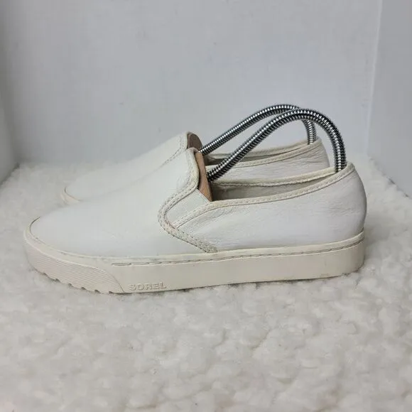 Sorel Campsneak Womens Size 8.5 Slip on Shoes White Leather