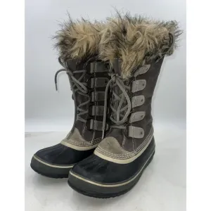 Sorel Womens Boots Sz 8 Suede Faux Fur Trim Joan Of Arctic Snow Brown