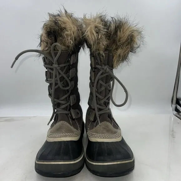 Sorel Womens Boots Sz 8 Suede Faux Fur Trim Joan Of Arctic Snow Brown