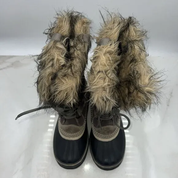 Sorel Womens Boots Sz 8 Suede Faux Fur Trim Joan Of Arctic Snow Brown