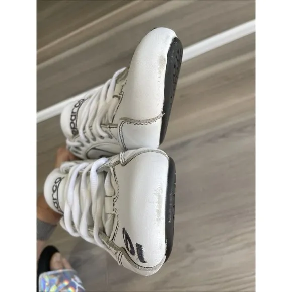 SPARCO MENS‎ RACING DRIVING SHOES WHITE LEATHER SIZE EURO 39 USA 6.5