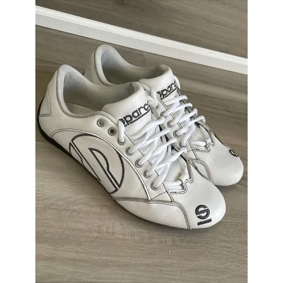 SPARCO MENS‎ RACING DRIVING SHOES WHITE LEATHER SIZE EURO 39 USA 6.5