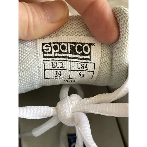 SPARCO MENS‎ RACING DRIVING SHOES WHITE LEATHER SIZE EURO 39 USA 6.5