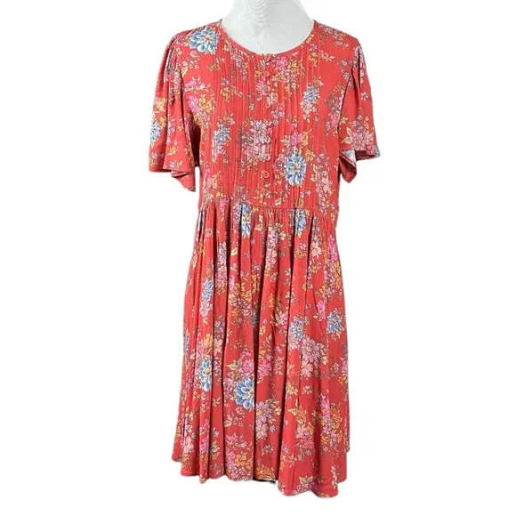 Spell Bohemian Gypsy Meadowland Flutter Sleeve Mini Dress Poppy Medium Cottage