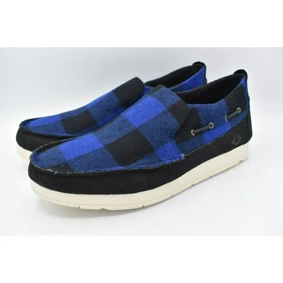 Sperry Mens Size 13 Moc Sider Buffalo Checkered Blue Black Plaid Slip On Shoes