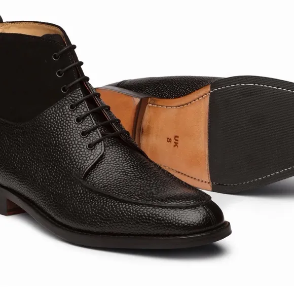 SPLIT TOE DERBY SUEDE COMBINATION BOOT - BLACK