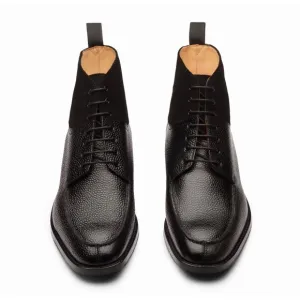 SPLIT TOE DERBY SUEDE COMBINATION BOOT - BLACK
