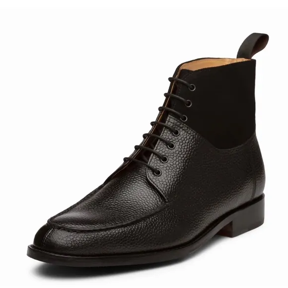 SPLIT TOE DERBY SUEDE COMBINATION BOOT - BLACK