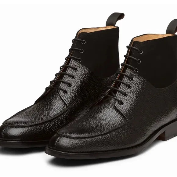 SPLIT TOE DERBY SUEDE COMBINATION BOOT - BLACK