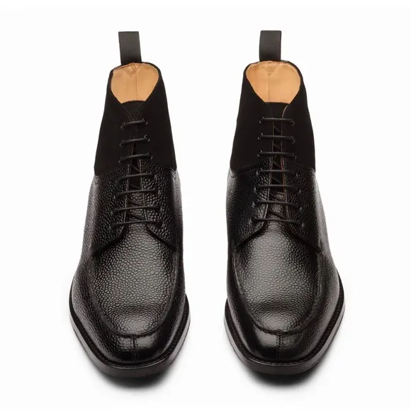 SPLIT TOE DERBY SUEDE COMBINATION BOOT - BLACK