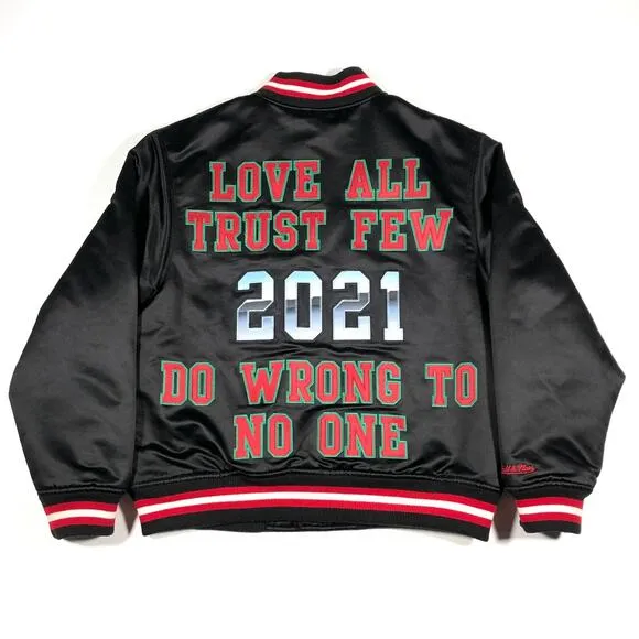 SS21 Supreme Mitchell &amp; Ness Satin Varsity Jacket Black Size Medium M B32