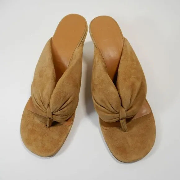 STAUD Dahlia Espadrille Wedge Sandals Size 39 9 Camel Suede Leather NEW $395