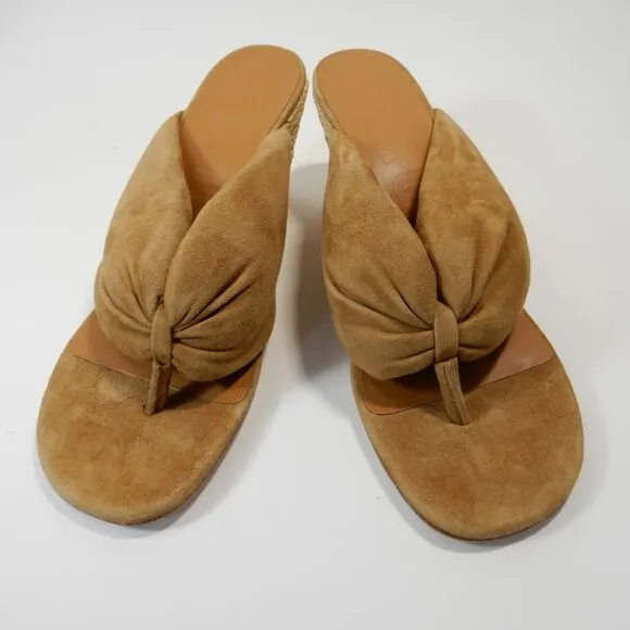 STAUD Dahlia Espadrille Wedge Sandals Size 39 9 Camel Suede Leather NEW $395